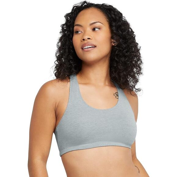 New 3 Pack Hanes Womens Medium Heathered Cotton Blend Racerback Bralette - Picture 2 of 5